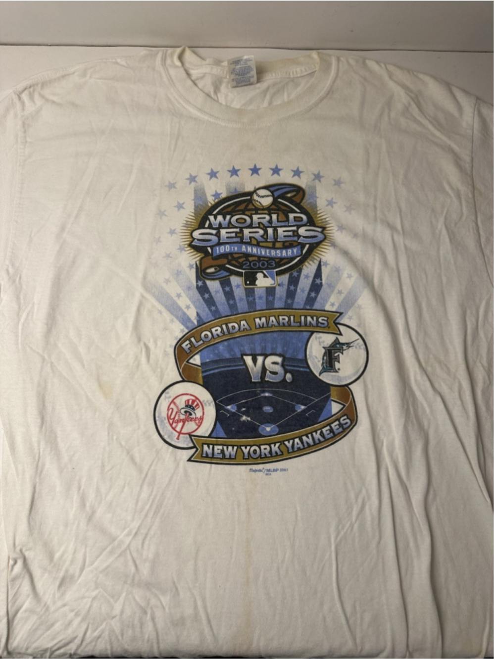Vintage 2003 World Series T Shirt Florida Marlins vs New York Yankees XL